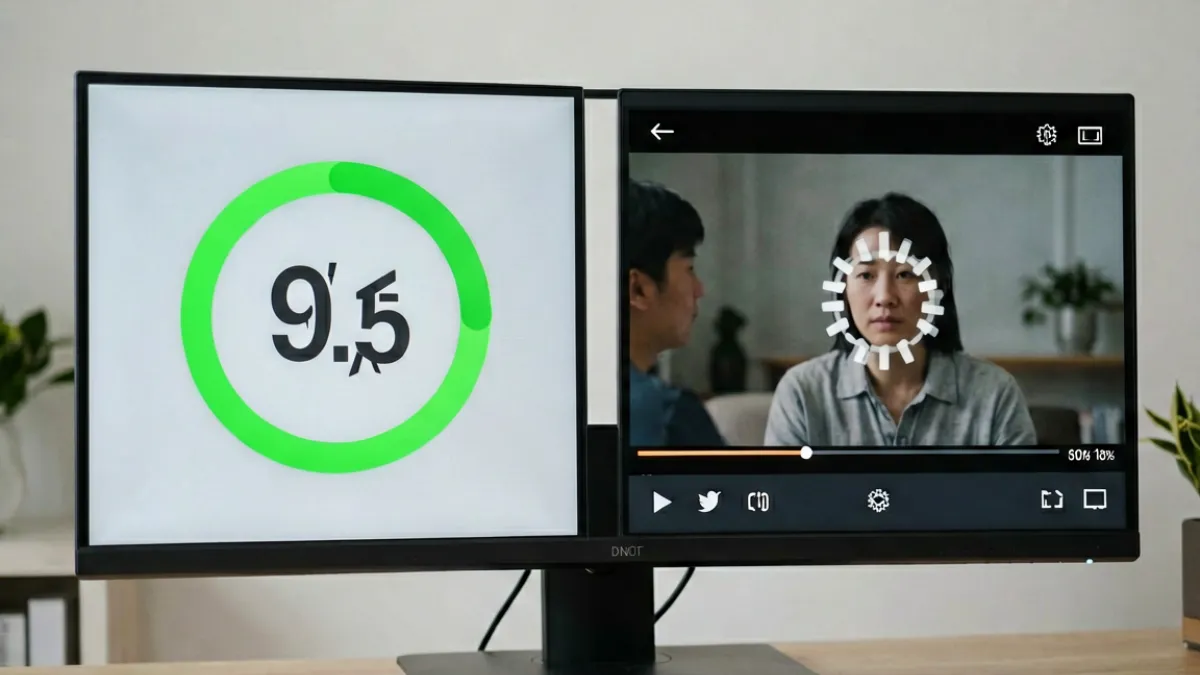 网络测速工具显示带宽数值与5252se视频播放质量关系的对比示意图